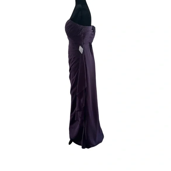 Bill Levkoff Violet/Purple/Eggplant Sweetheart Strapless Chiffon Long Gown Dress - Picture 4 of 15